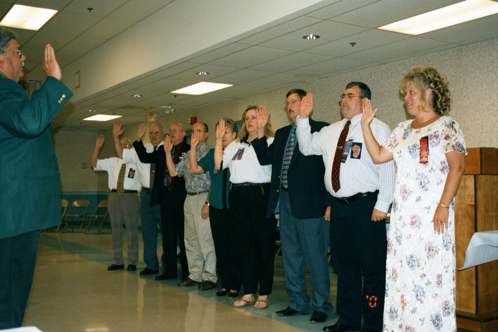 2001 AACVFA Officers. President Jackie Olson, 1st VP Bob Jones, 2nd VP Jay Shipley, Secretary Kathy Gies, Asst. Secretary Evelyn Graf, Treasurer Craig Harmon, Sgt-at-Arms Jack Gouty, Trustee Bob Seibel, Chaplain Curtis Dye, MSFA President Jenks Mattingly