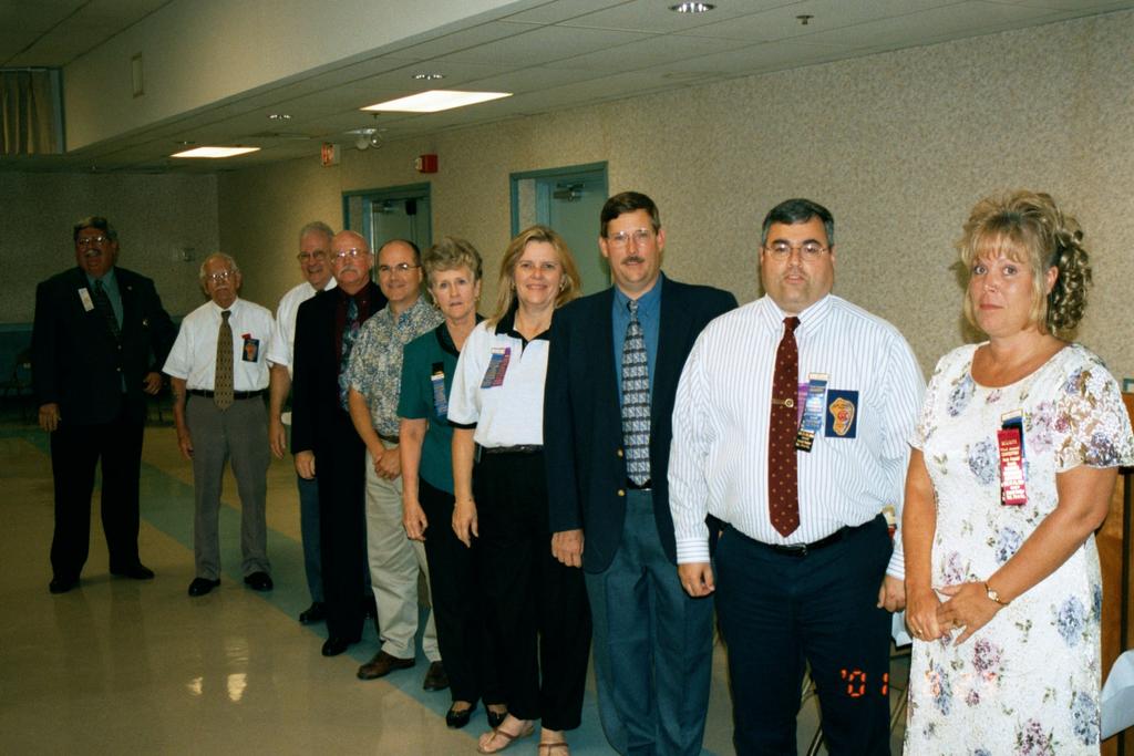 2001 AACVFA Officers. President Jackie Olson, 1st VP Bob Jones, 2nd VP Jay Shipley, Secretary Kathy Gies, Asst. Secretary Evelyn Graf, Treasurer Craig Harmon, Sgt-at-Arms Jack Gouty, Trustee Bob Seibel, Chaplain Curtis Dye, MSFA President Jenks Mattingly